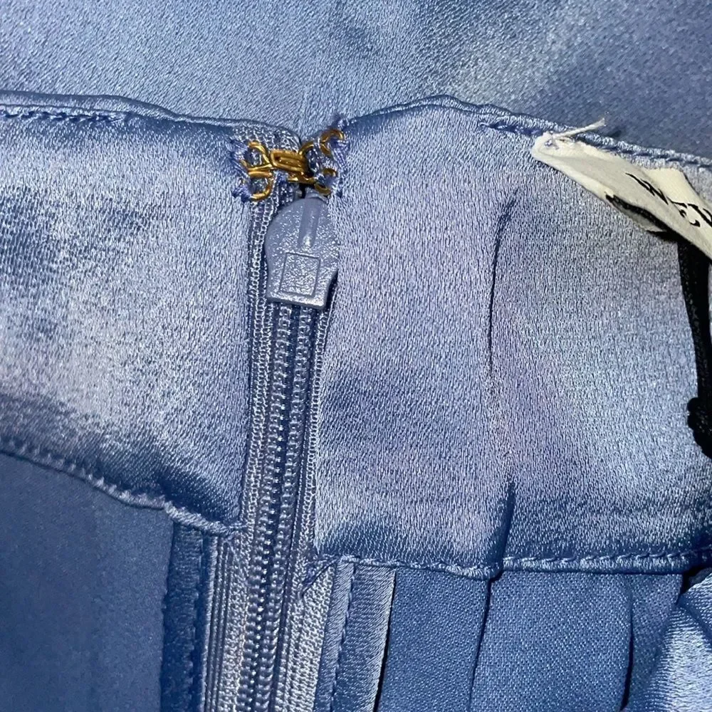 NWT Weworewhat slate blue satin charmeuse slip cowl midi dress spaghetti straps - Picture 12 of 14